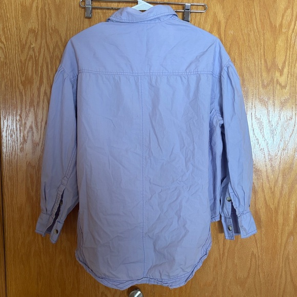 NWOT Free People We The Free Happy Hour Solid Poplin Top Women's Size S Blue - Picture 5 of 6